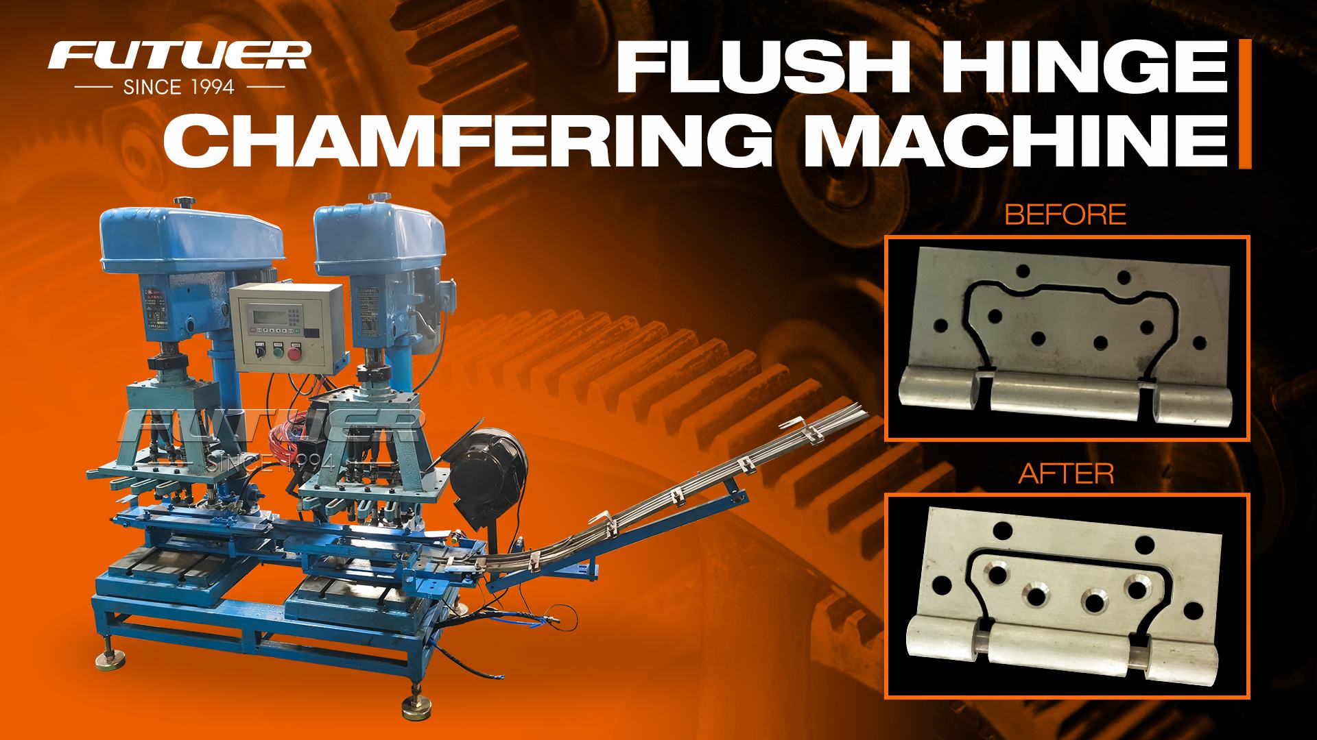Flush hinge chamfering machine